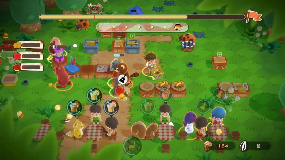 レストラン経営のゲームプレイ画面