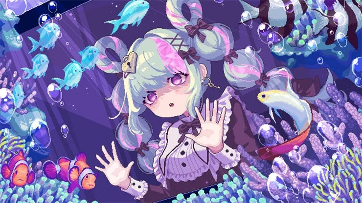 水中メイド服少女