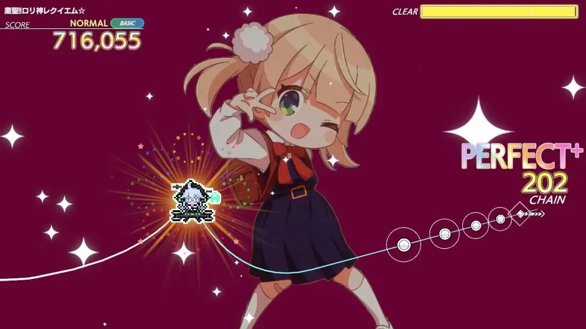 しぐれういさんの楽曲「粛聖!! ロリ神レクイエム☆」のゲームプレイ画面