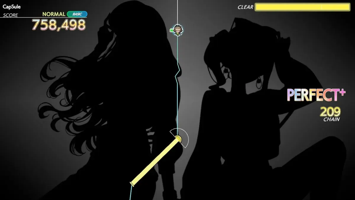 Mori Calliope x 星街すいせいさんの楽曲「CapSule」のゲームプレイ画面