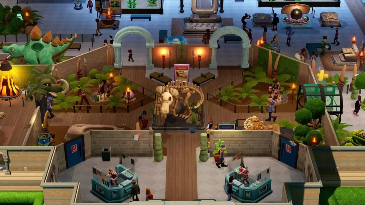 恐竜の展示が中心の博物館またはテーマパークの俯瞰図