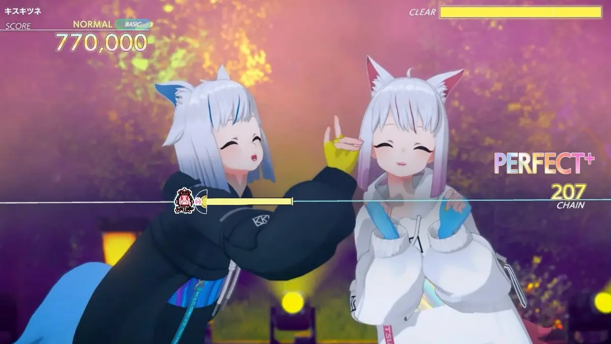 HIMEHINAさんの楽曲「キスキツネ」のゲームプレイ画面