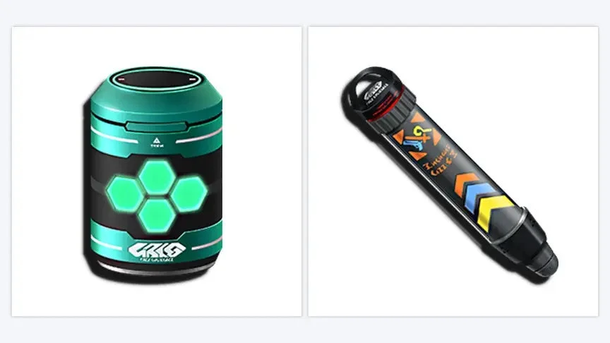 SF的なデザインのゲームアイテムが並ぶ