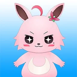 ピンクのキャラクター,動物キャラクター,ウサギ,ファンタジー,かわいい,アニメ,イラスト,キラキラ目,花飾り,擬人化,マスコット,怒り顔