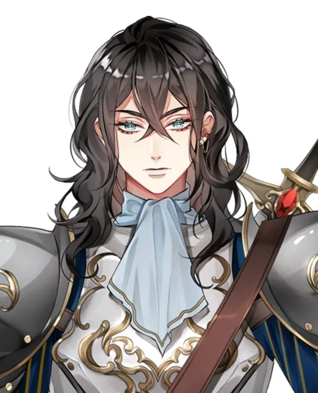 長髪の男性アニメキャラクターの胸部アップイラスト