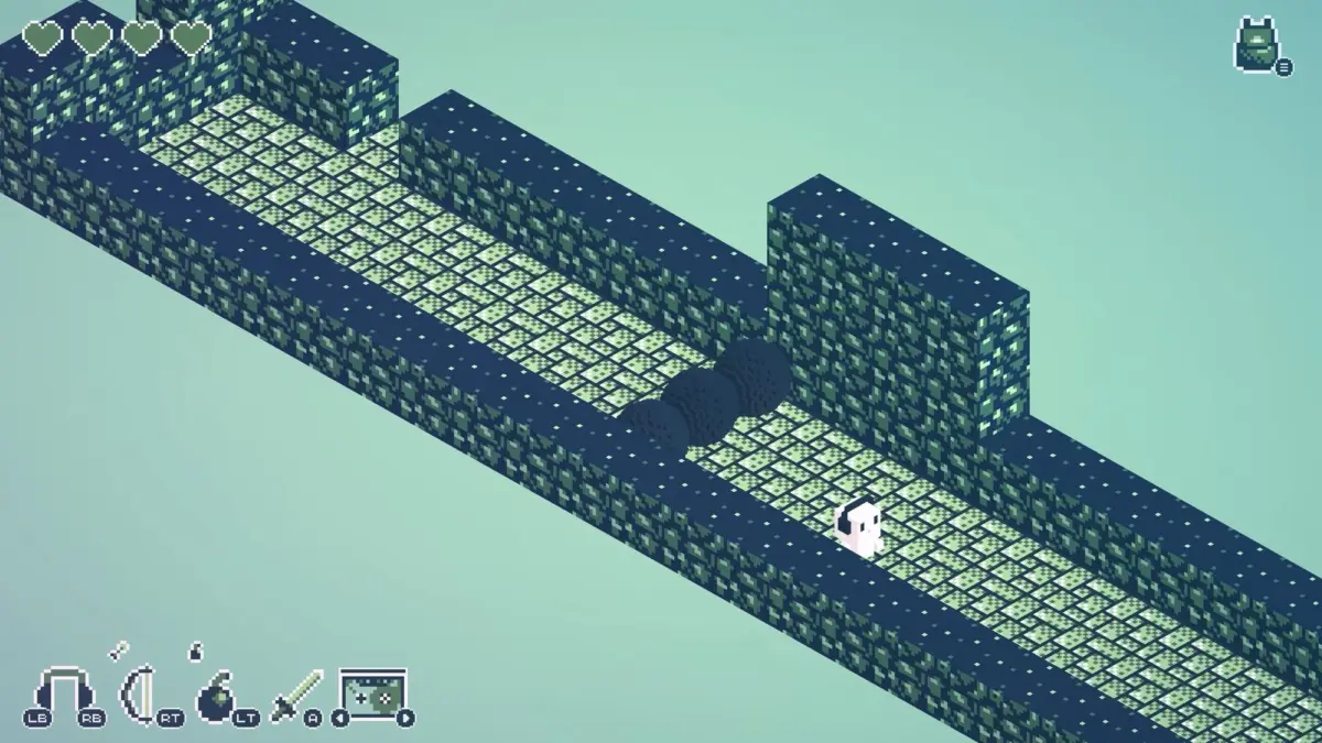 ブロック状の通路を進むキャラクター