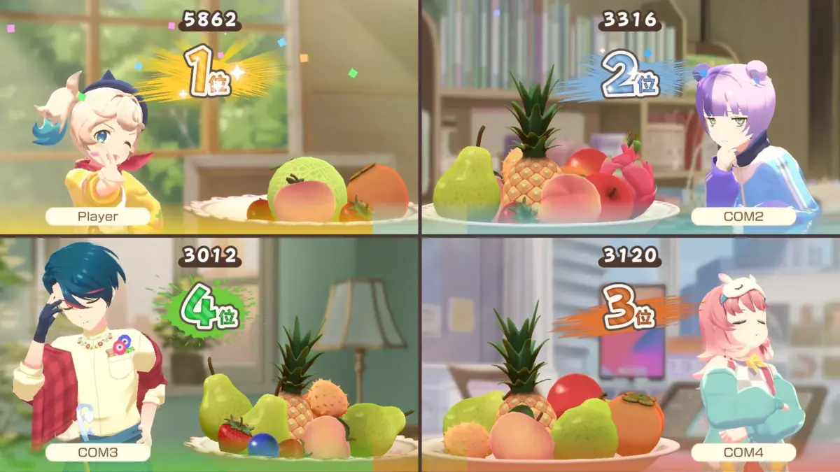 フルーツマウンテン パーティ 順位表示画面