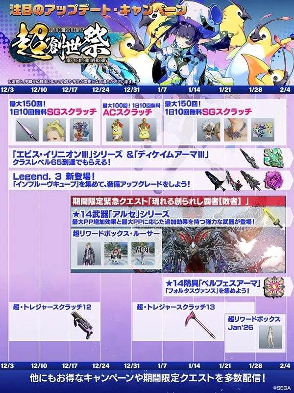 NGSの45周年を記念する「超創世祭」イベントスケジュール