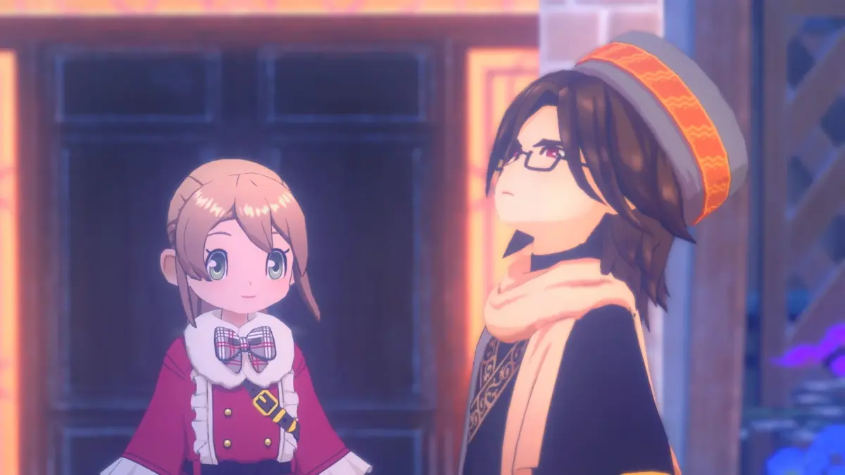 室内で会話するキャラクター