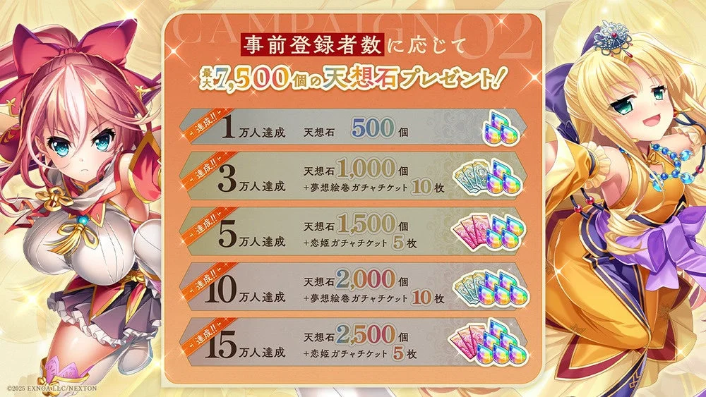 事前登録者数15万人達成報酬