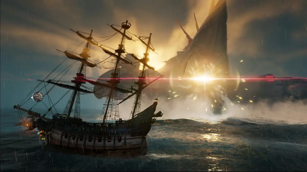 海賊船と海獣の戦闘