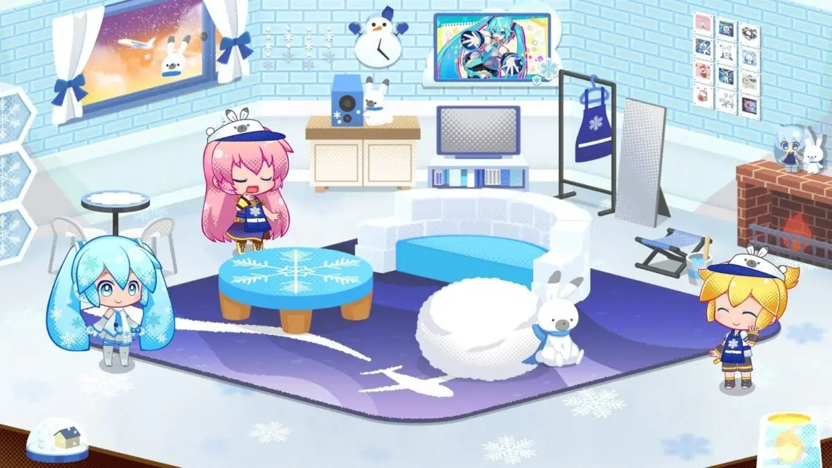 雪ミクたちと冬テーマの部屋