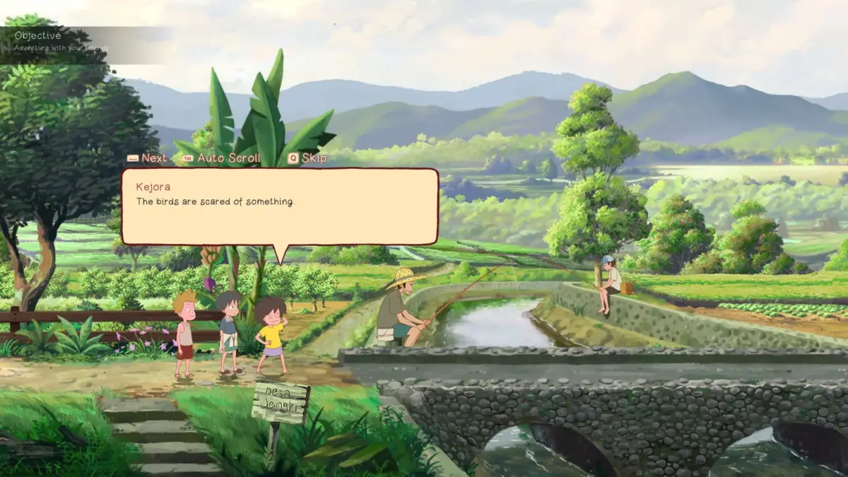 ゲーム画面：村での会話