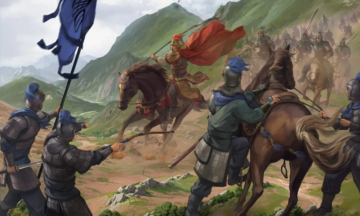 山岳地帯の戦場を描いたイラスト