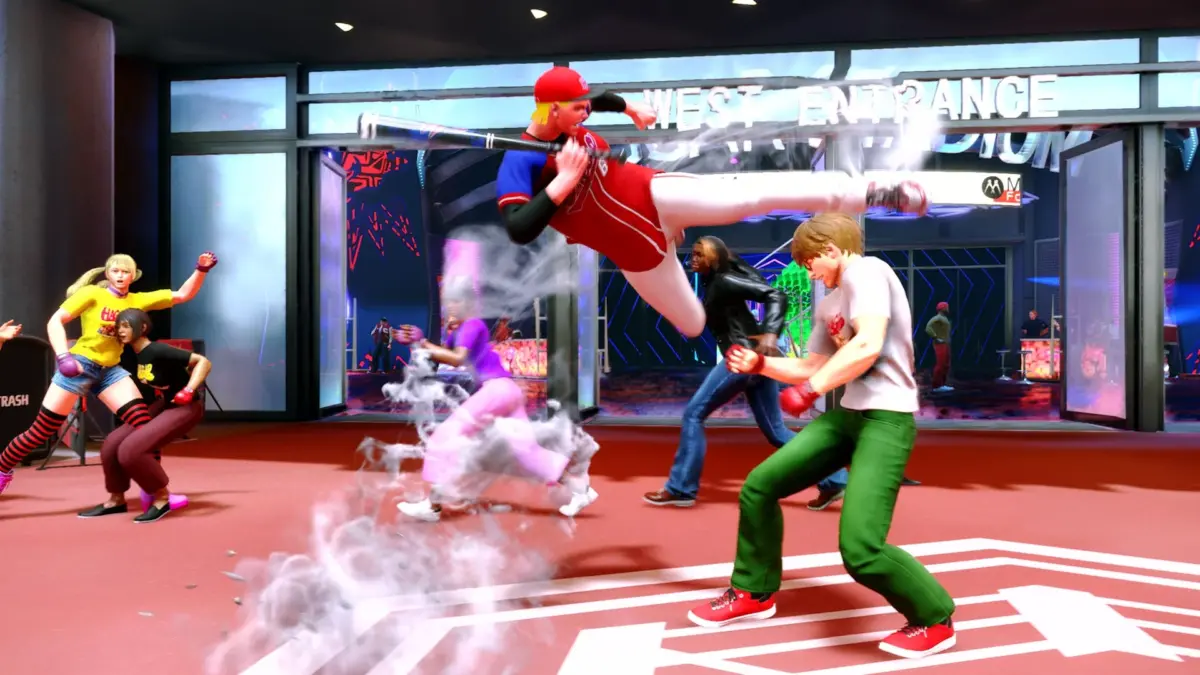 野球ユニフォームを着たアバターが戦うシーン