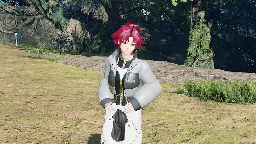 ゲームキャラクター,ファンタジー,SF,アニメ風,赤髪,異色の瞳,異世界,森,アウトドア,アバター,ファンタシースターオンライン2ニュージェネシス