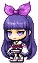 アニメ,ちびキャラ,SDキャラ,女の子,紫髪,和服,リボン,ゲームキャラクター,ドット絵,かわいい