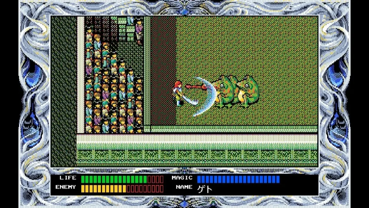 レトロなアクションRPGの戦闘シーン