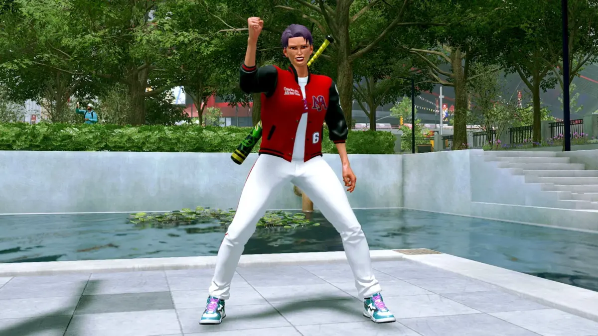 野球のバットを持つ女性アバター