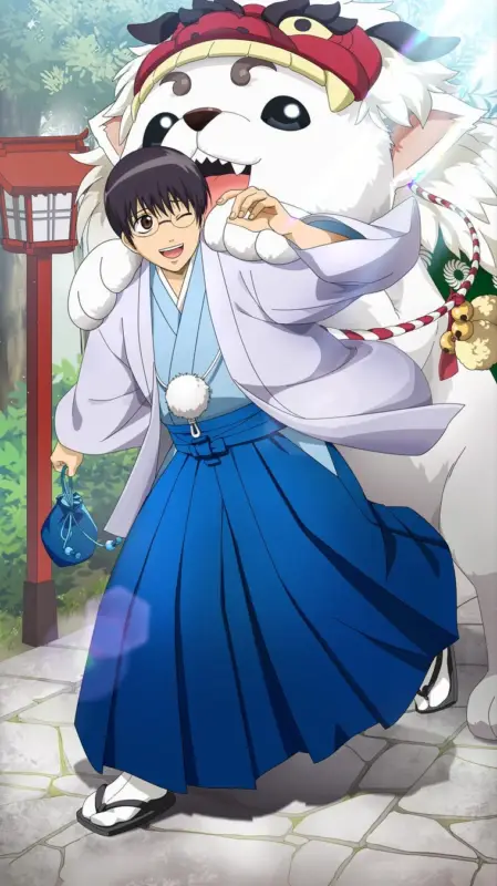 志村新八と定春の描き起こしイラスト