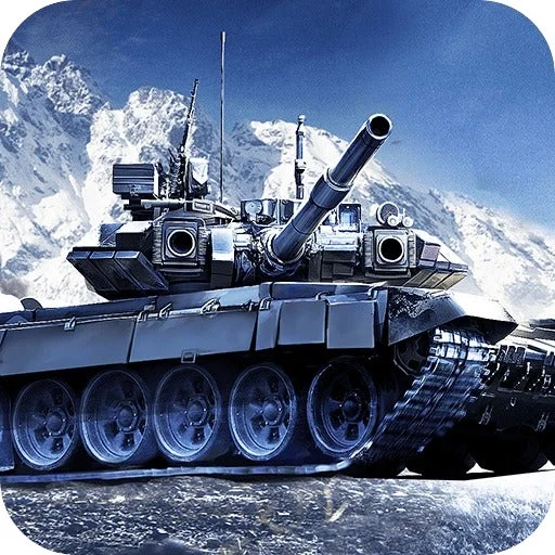 雪山を背景に描かれた軍用戦車