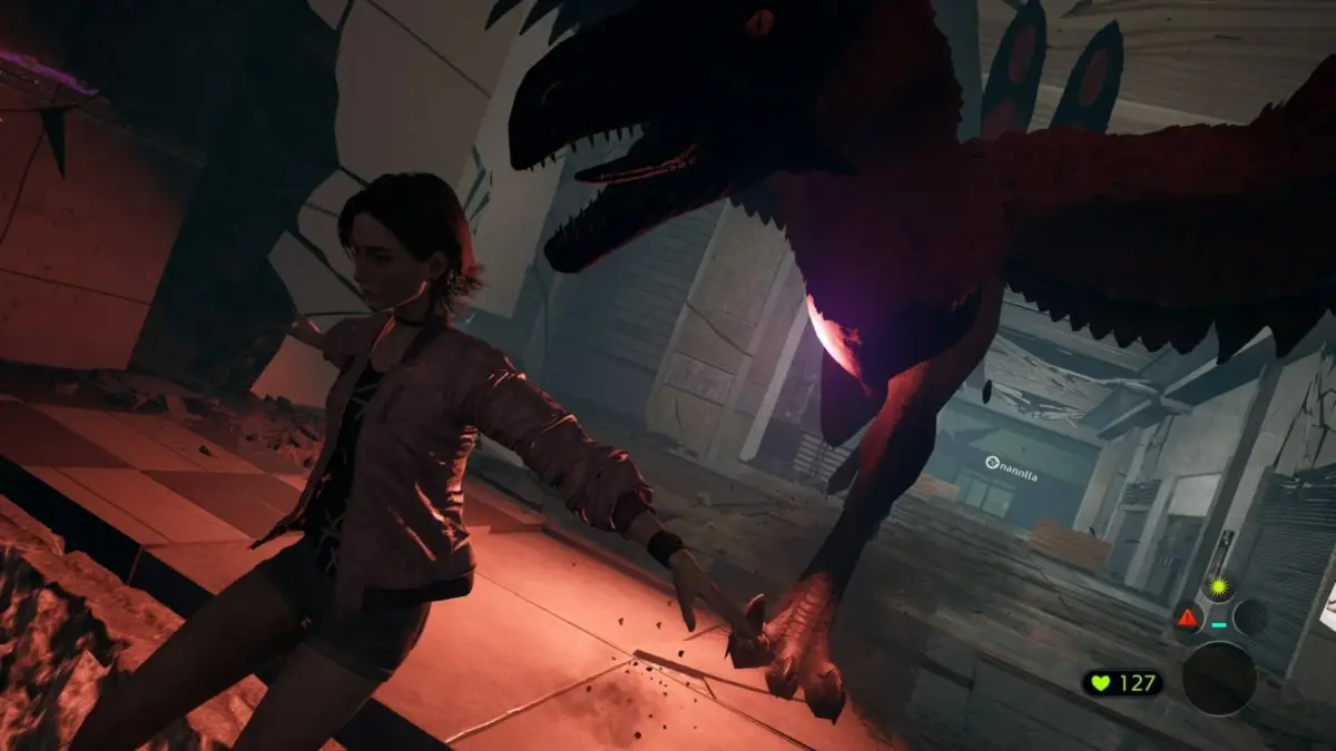 恐竜型モンスターとの戦闘