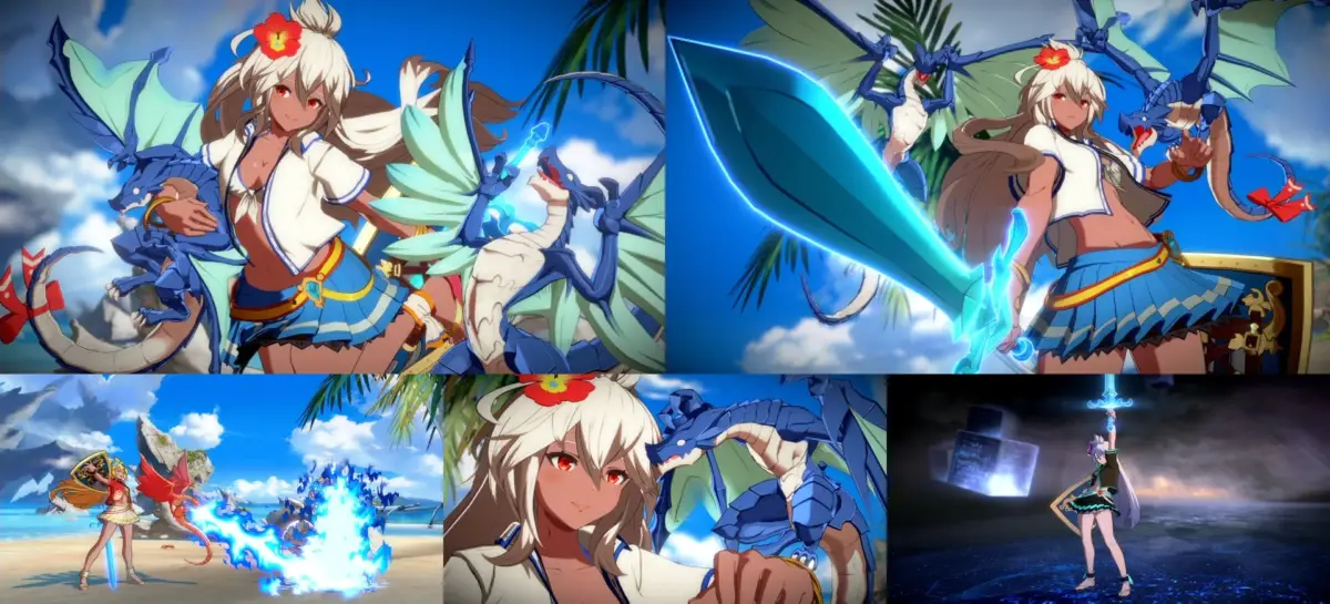 グランブルーファンタジーヴァーサスとみられる格闘ゲームの複数のスクリーンショット