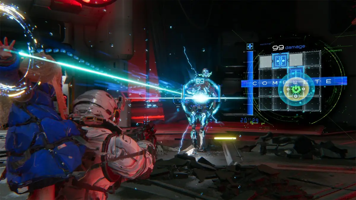 ハッキング中の戦闘シーン