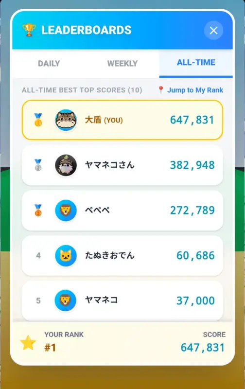 リーダーボード画面