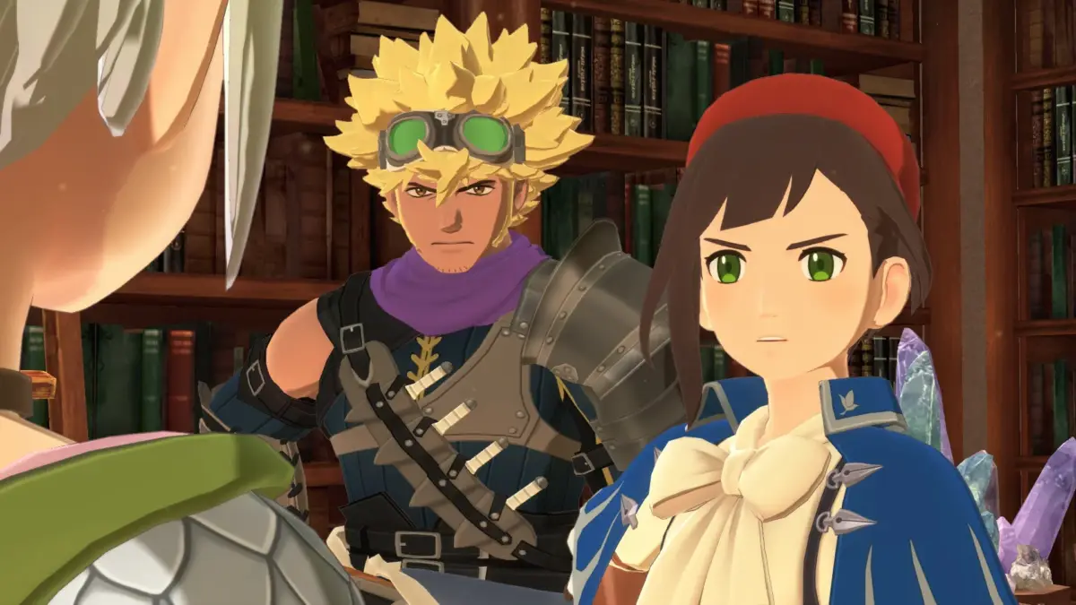 図書館で会話するキャラクターたち