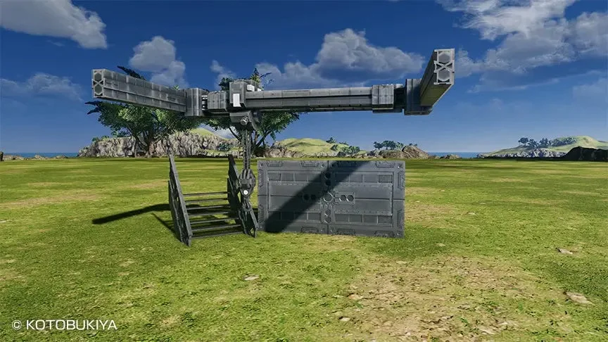 巨大な灰色のメカニカルな構造物と壁