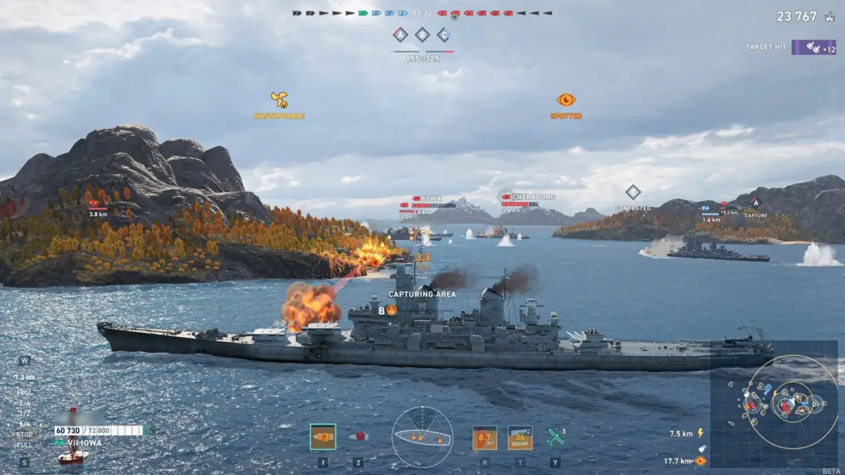 World of Warshipsの戦闘シーン