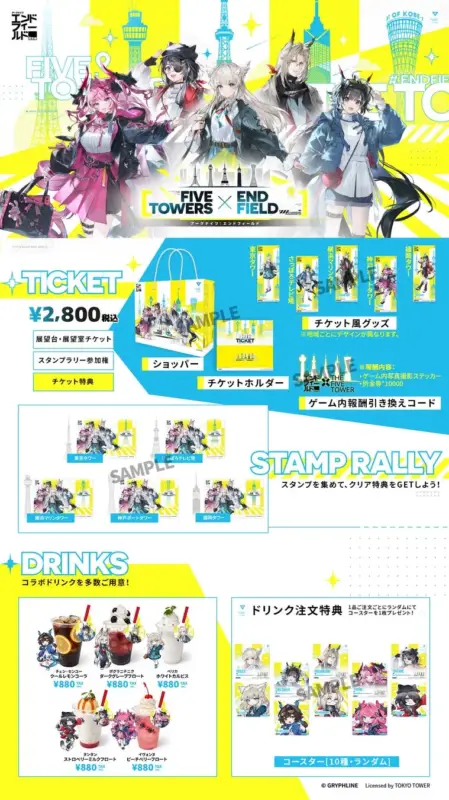 チケット、スタンプラリー、ドリンク、報酬内容の告知