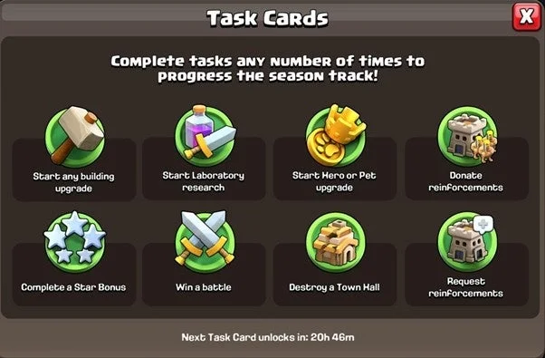 シーズンパスのタスクカード