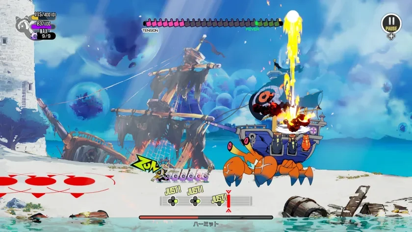 戦闘シーン、カニ型ボス