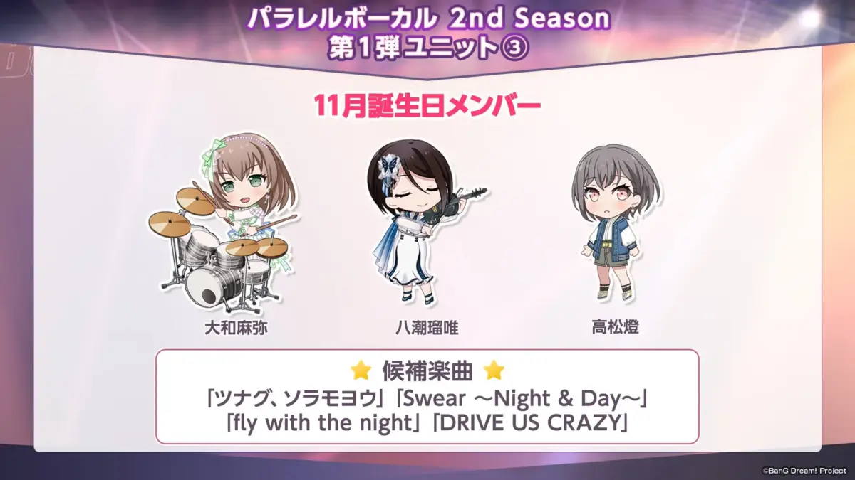 パラレルボーカル 2nd Season 第1弾ユニット③ 11月誕生日メンバー