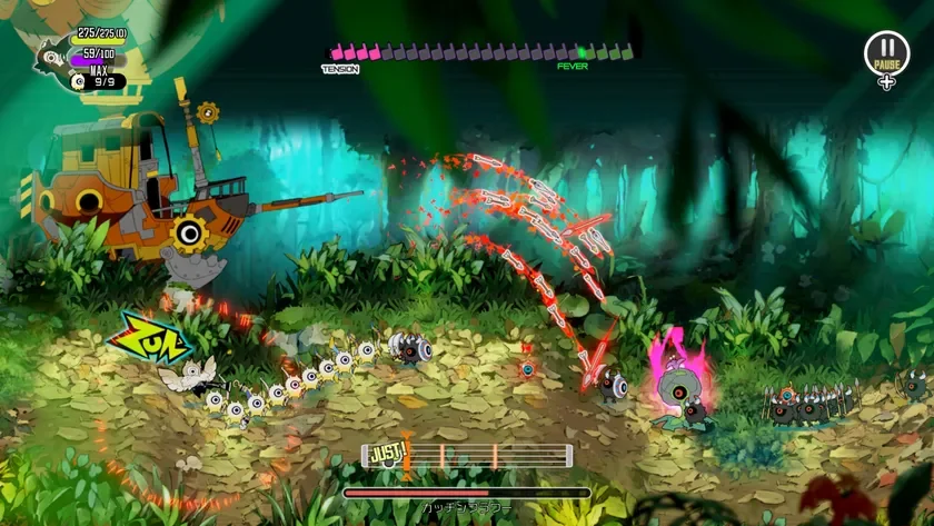 プレイ画面、森の戦闘シーン