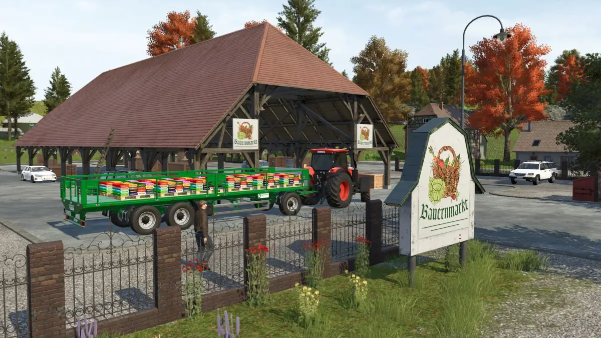 市場とトラクター