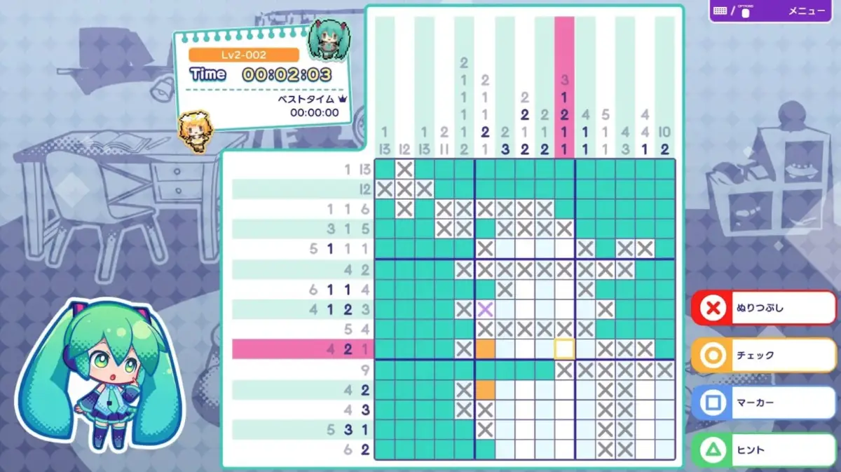 初音ミク ロジックペイントS プレイ画面