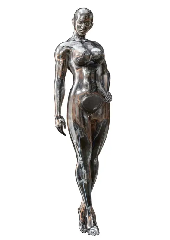 メタリックな女性の像、デュラル