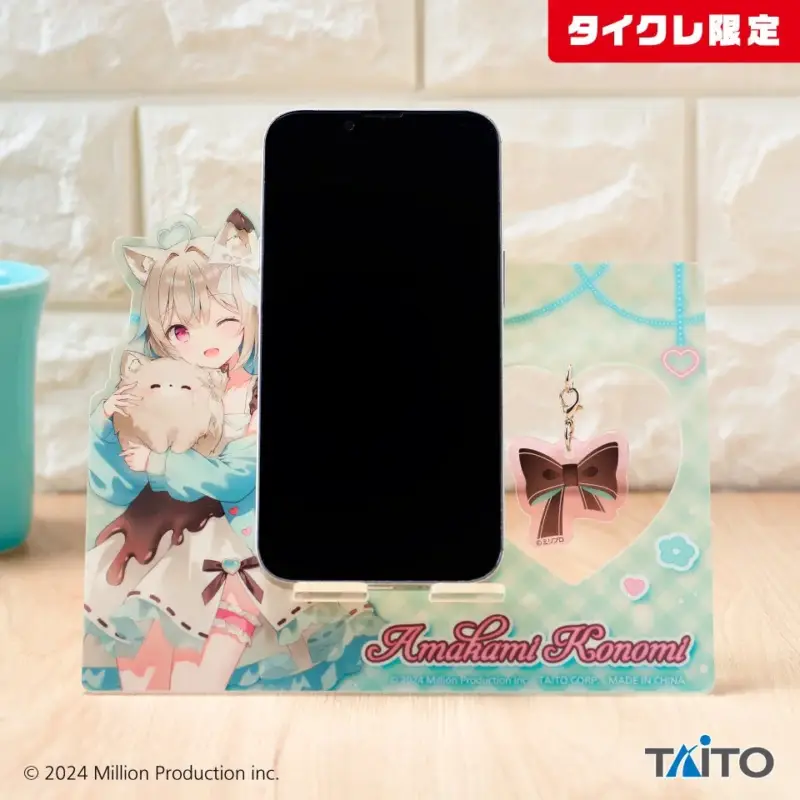 描き下ろしゆらゆらクリアスマホスタンド（使用例）