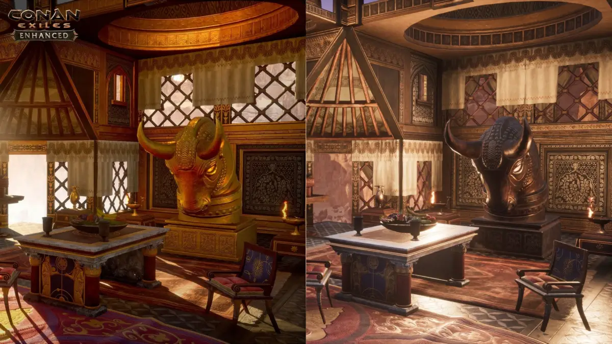 CONAN EXILES ENHANCED グラフィック比較 - 豪華な室内装飾
