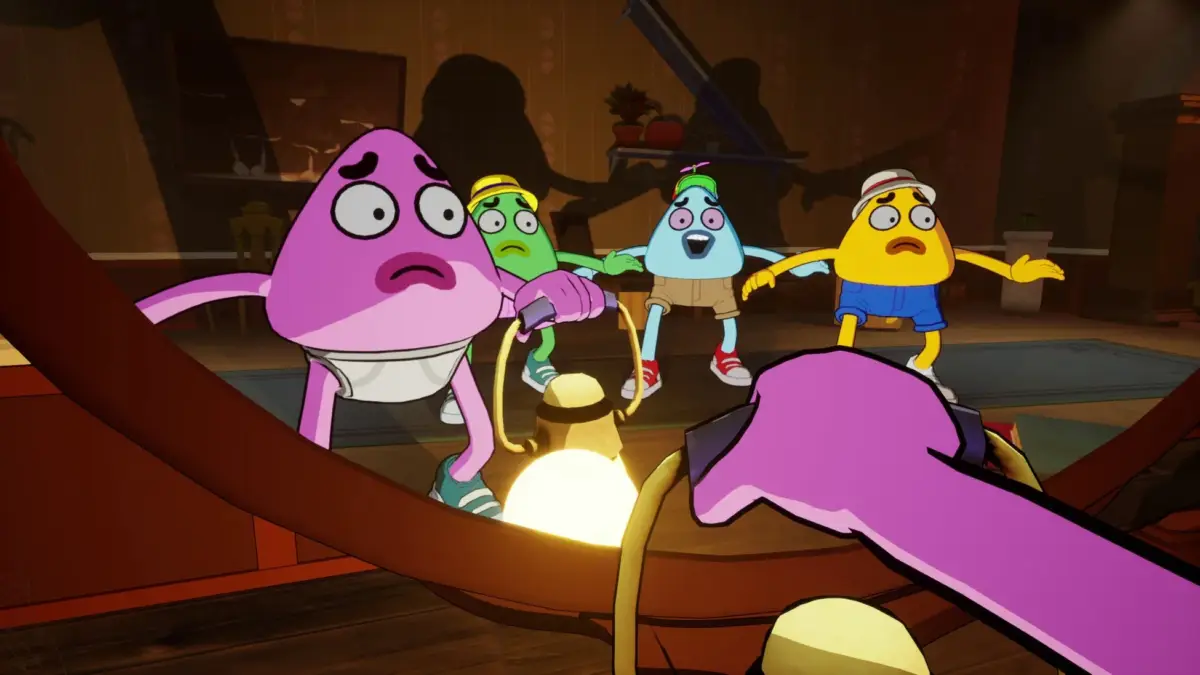 ランタンを持ったキャラクターが警戒しているシーン