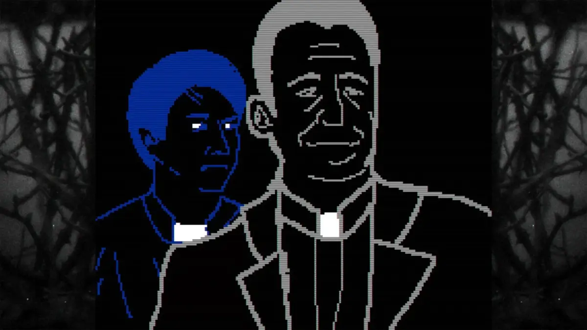 ピクセルアートの神父のような人物