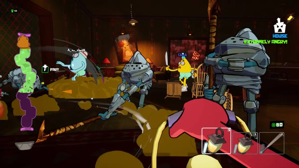 ゲームプレイ画面、騎士のようなロボット