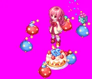 ピンク髪の少女とケーキアバター