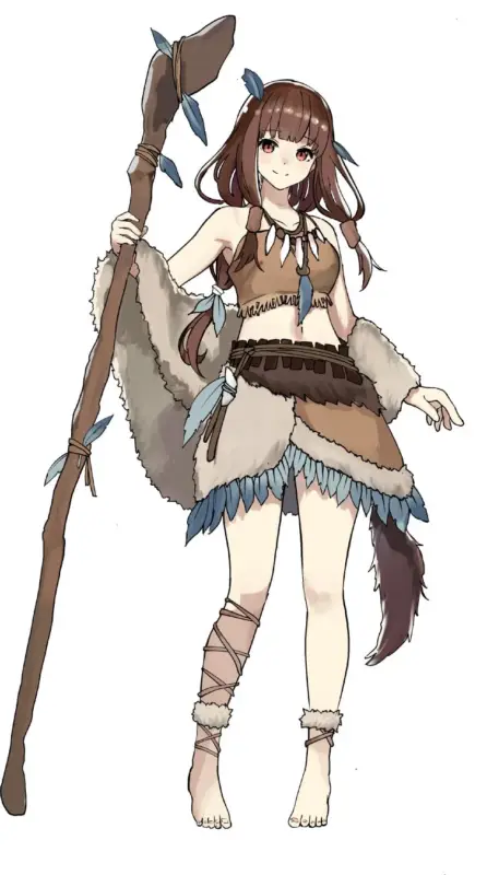 原始時代のような衣装のミコ