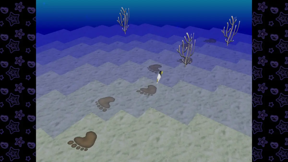 ペンギンのような生き物と足跡