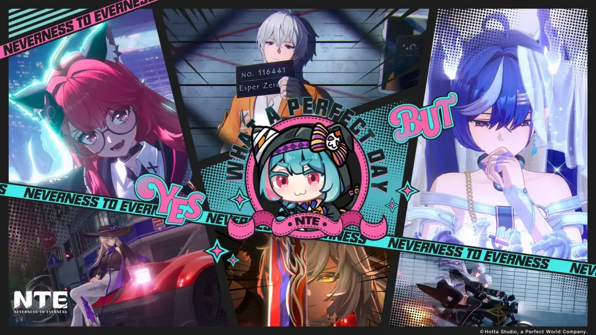 複数のアニメ調キャラクターがコラージュされた、ゲームかアニメのプロモーションアートです。