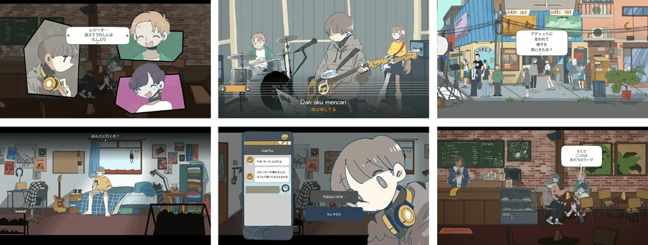 アニメ ゲーム ビジュアルノベル バンド 音楽 カフェ 街 日常 会話 友情 若者 スマートフォン